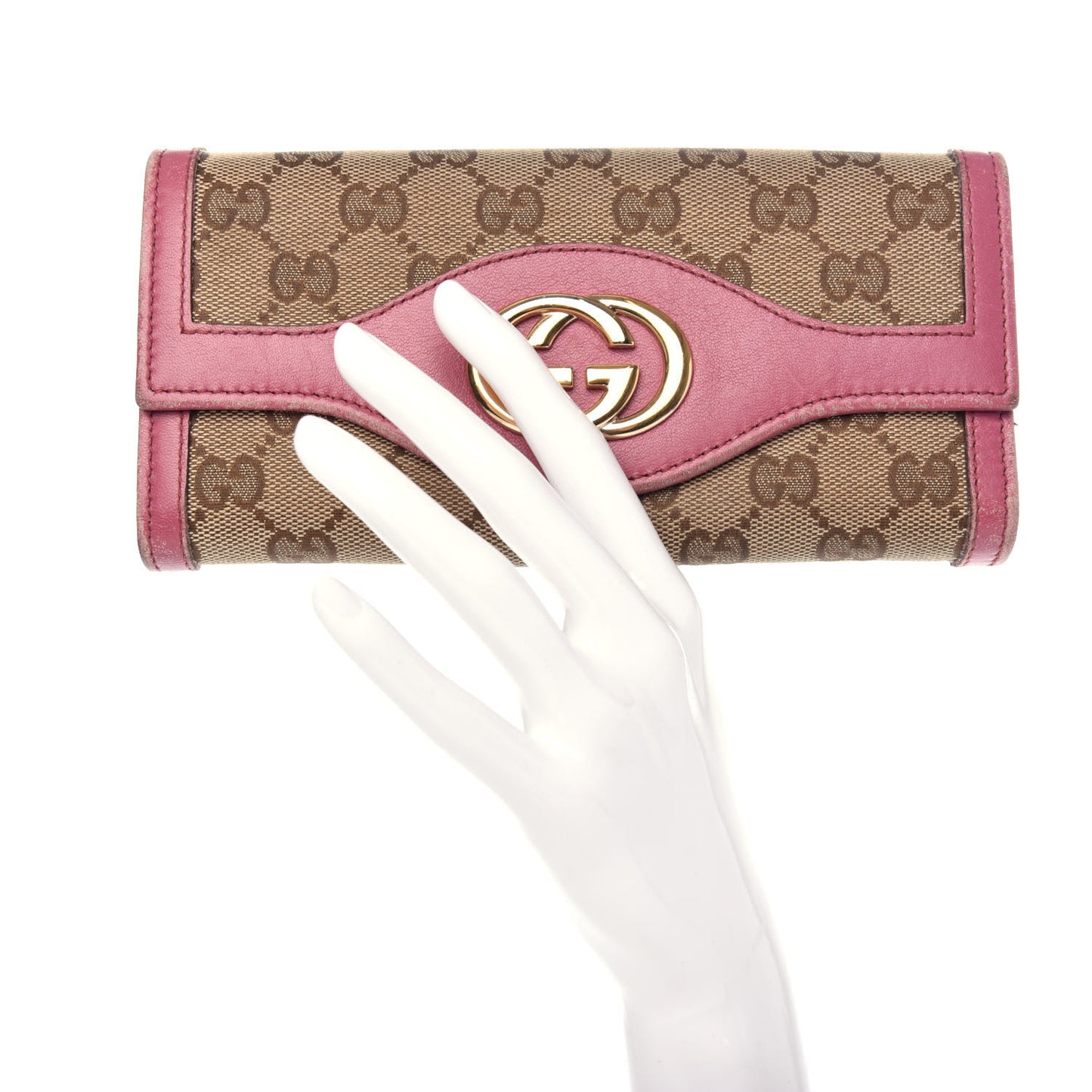Monogram Margaux Calfskin Sukey Continental Wallet Beige Ebony Vintage Rose