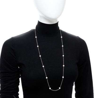 Mikimoto 18K White Gold Akoya Pearl 6-6.5mm Station Necklace 32" 2 of 6