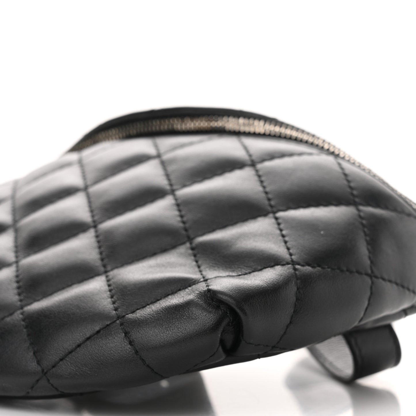 Lambskin Quilted Waist Belt Bag Black