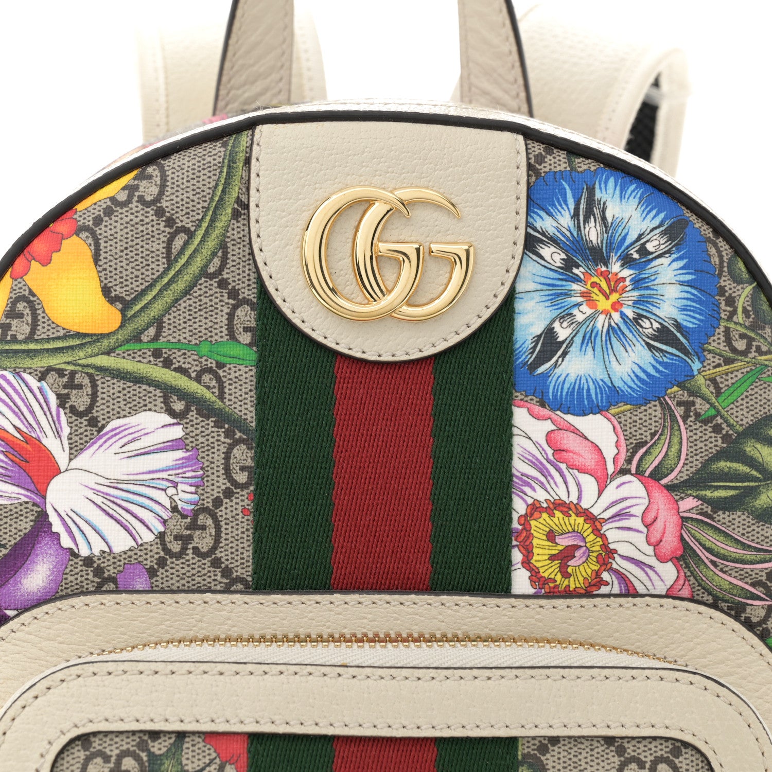 Gucci GG Supreme Monogram Flora Web Small Ophidia Day Backpack White 8 of 11