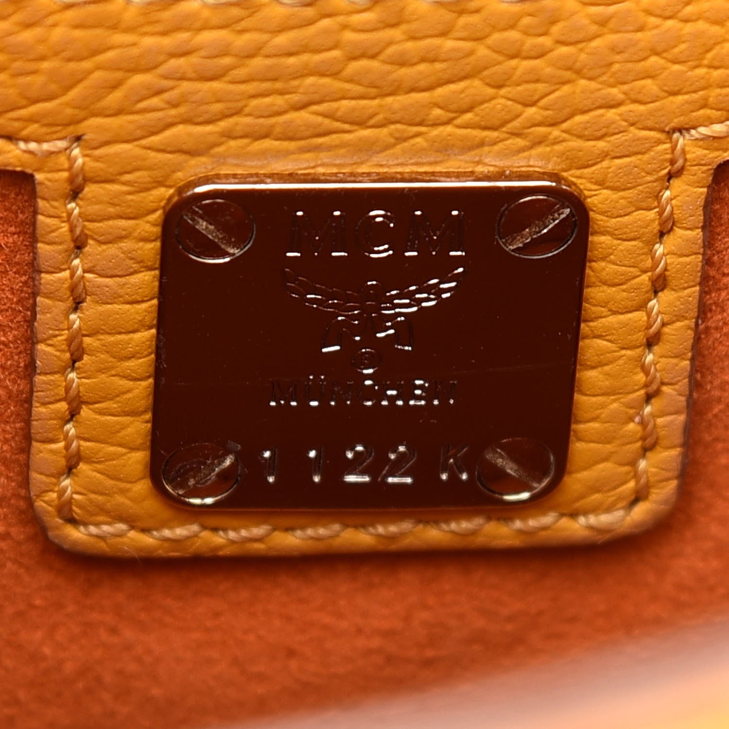 MCM Grained Calfskin Small Patricia Satchel Golden Mango 6 of 9