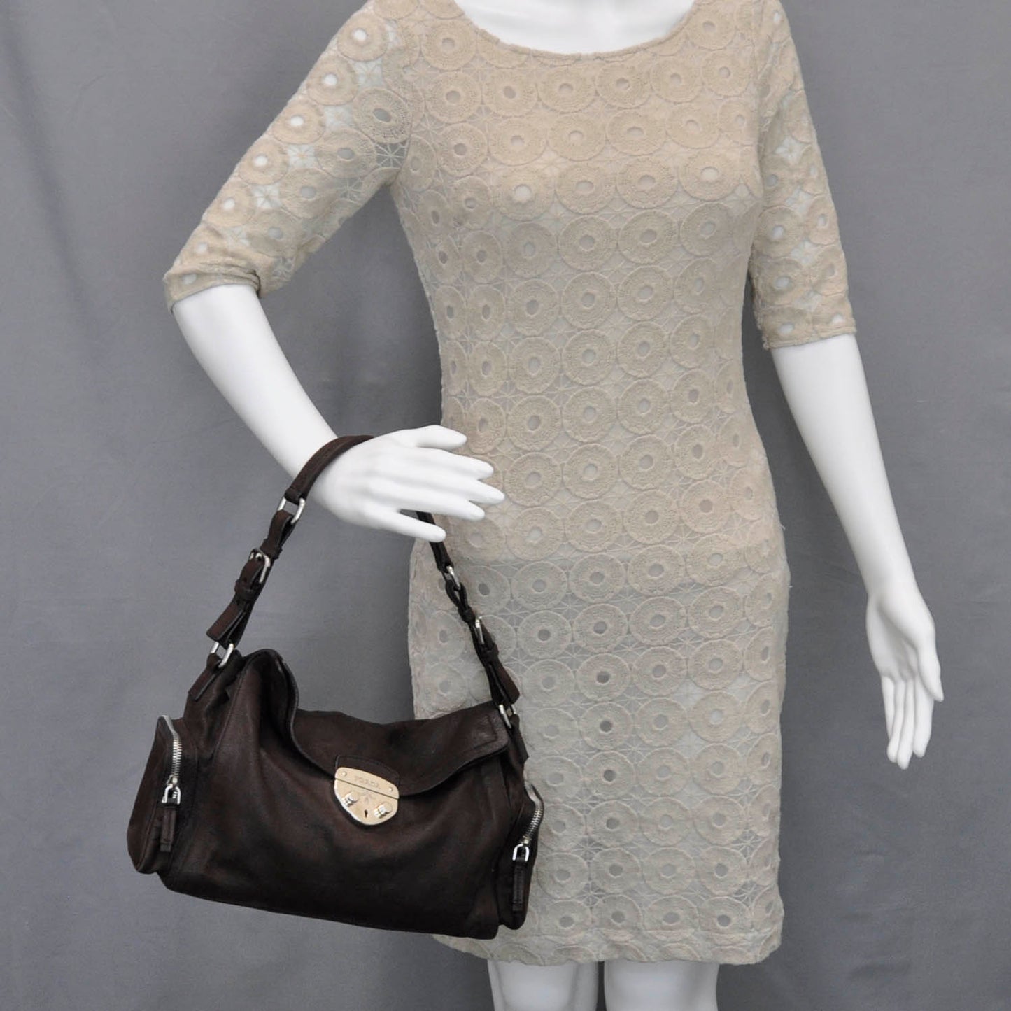 Leather Antic Easy A Foldover Pushlock Flap Shoulder Bag