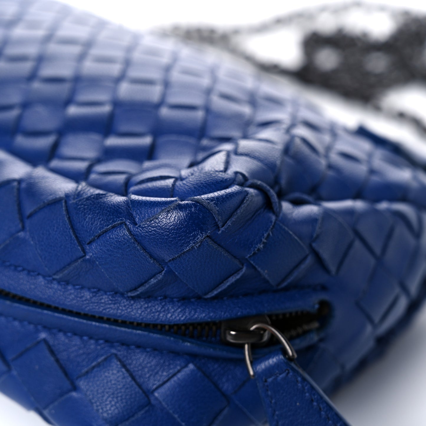 Nappa Intrecciato Small Chain Crossbody Cobalt