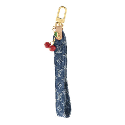 Louis Vuitton LV X TM Monogram Denim Cerise Dragonne Bag Charm Denim Blue 1 of 3