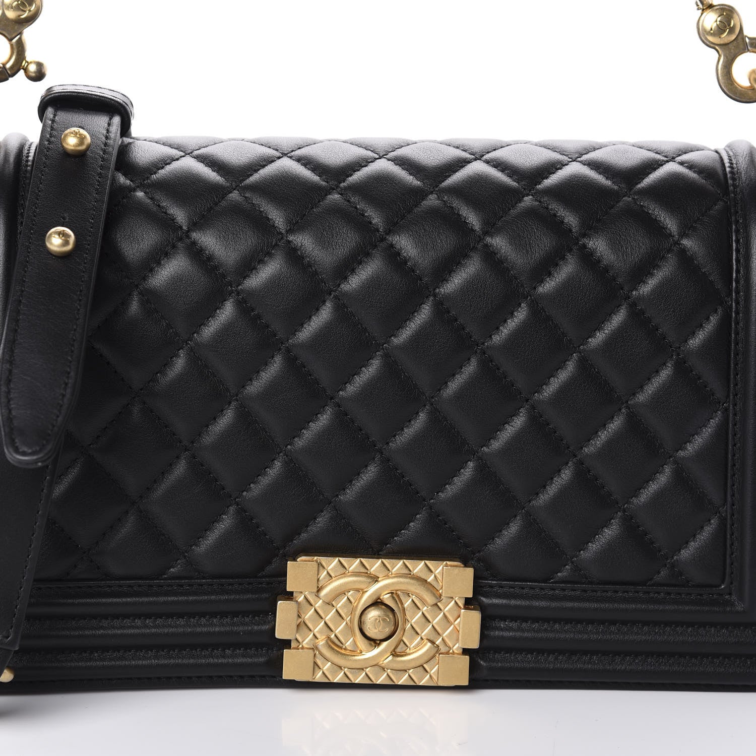 Chanel Lambskin Quilted Medium Boy Top Handle Flap Black 13 of 13