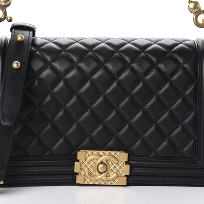 Chanel Lambskin Quilted Medium Boy Top Handle Flap Black 13 of 13