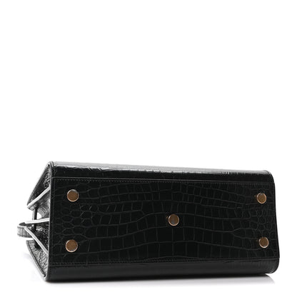 Saint Laurent Calfskin Crocodile Embossed Baby Sac De Jour Black 4 of 10