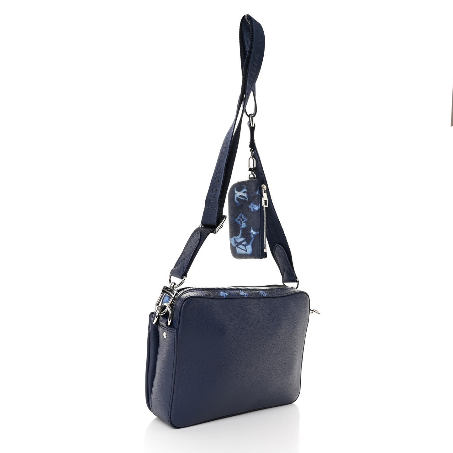 Monogram Ink Watercolor Trio Messenger Bag Blue