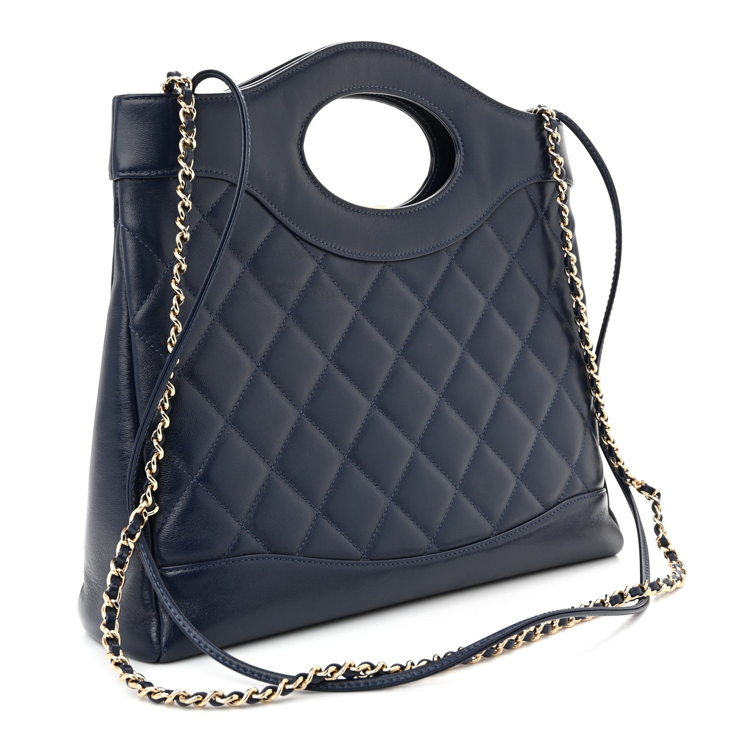 Chanel Shiny Lambskin Quilted Small 31 Shopping Bag Blue 3 of 12