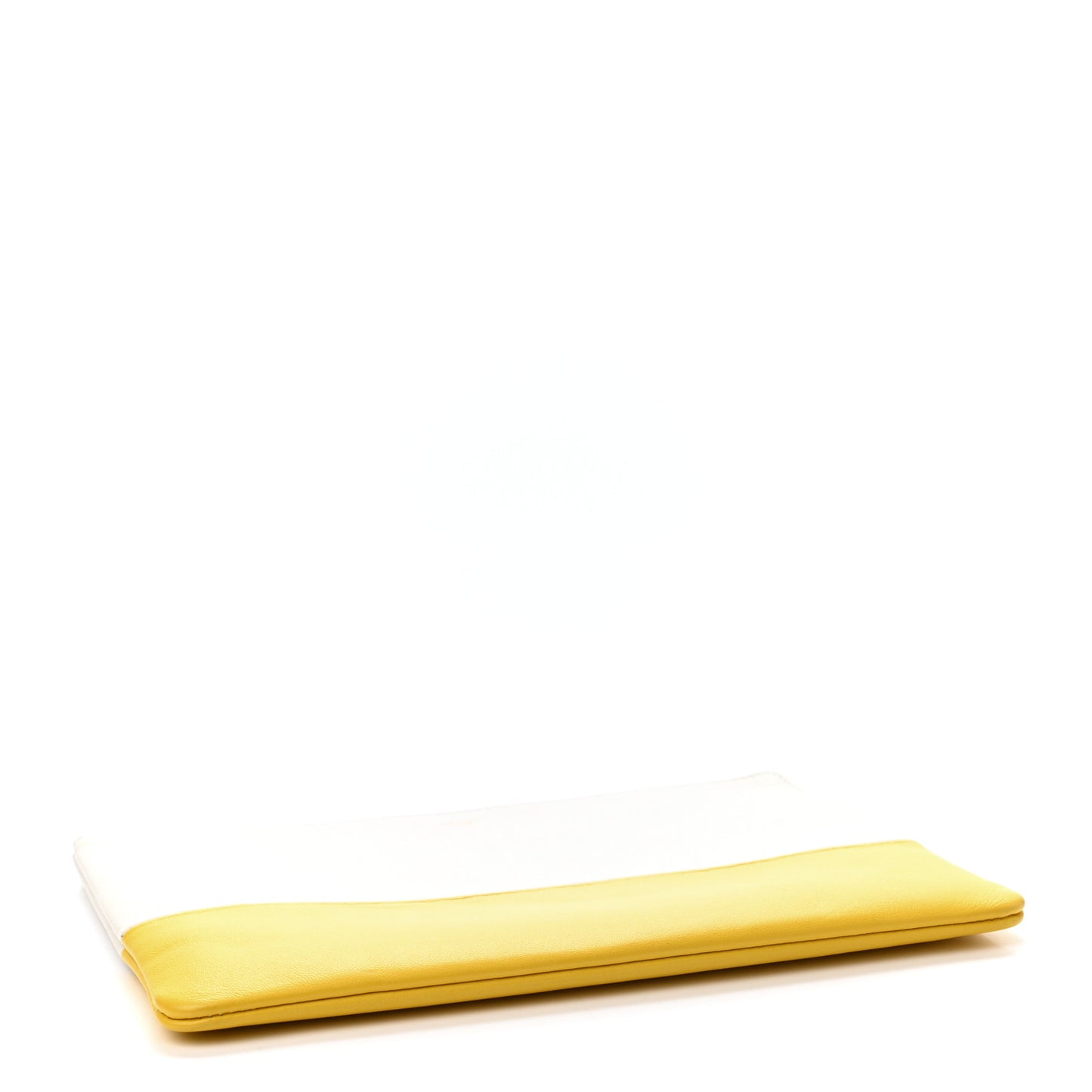 Lambskin Bi-Color Solo Clutch Pouch White Yellow