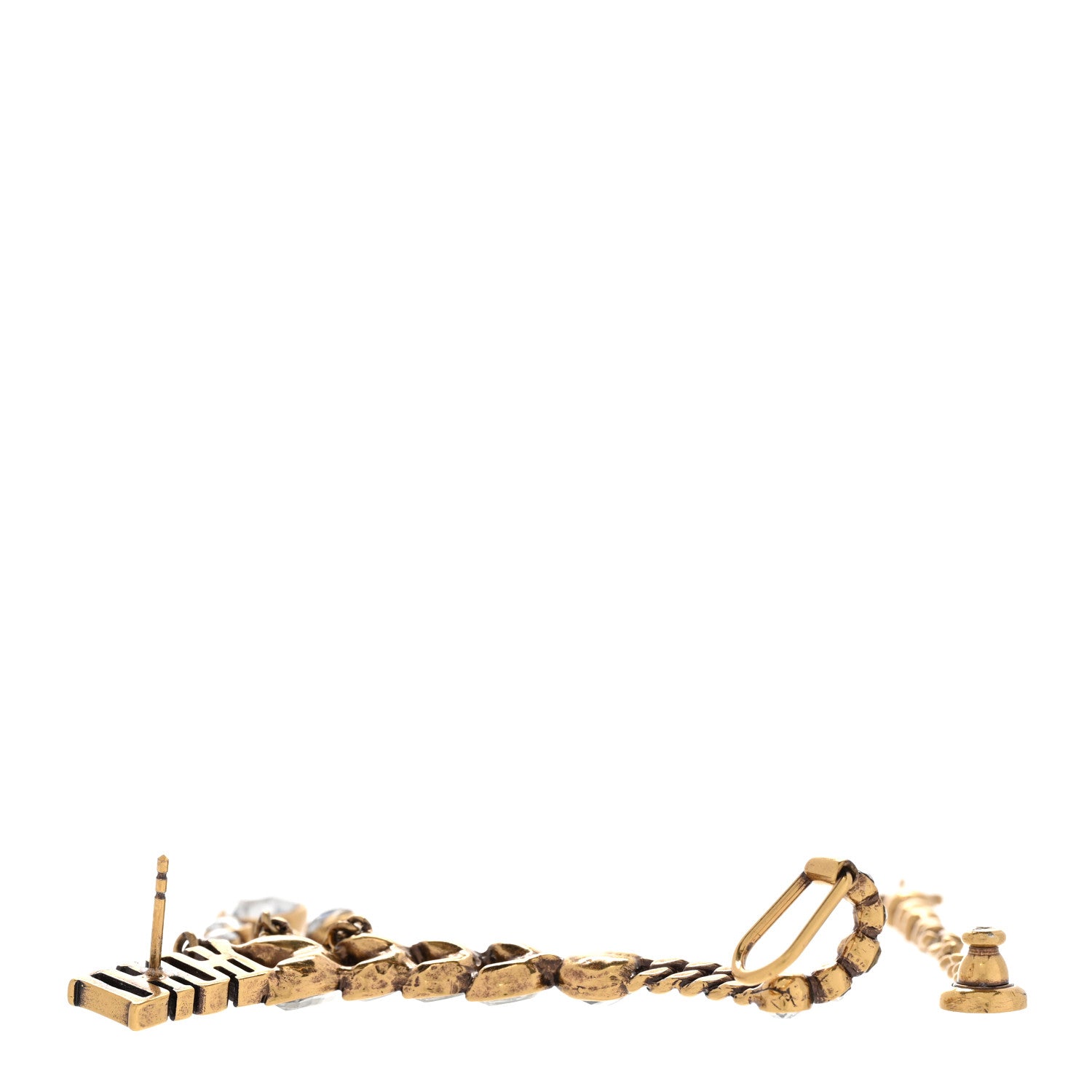 Christian Dior Crystal Metal Logo Dio(r)evolution Earring Aged Gold 3 of 6