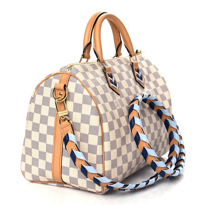 Louis Vuitton Damier Azur Braided Speedy Bandouliere 30 Blue 3 of 9