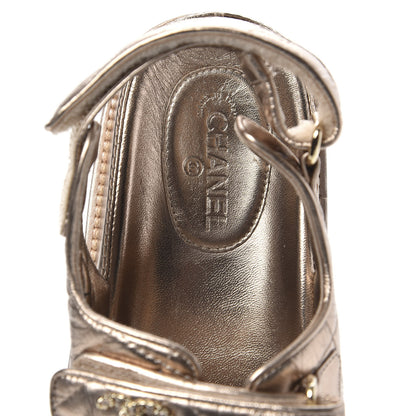 Chanel Iridescent Lambskin Quilted Velcro Dad Sandals 38 Light Bronze 6 of 9