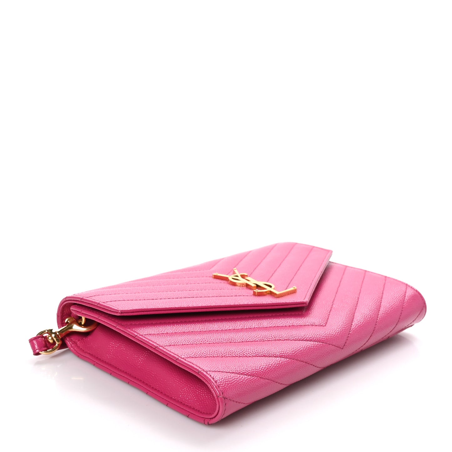 Grain De Poudre Matelasse Chevron Monogram Envelope Clutch Fuxia Couture