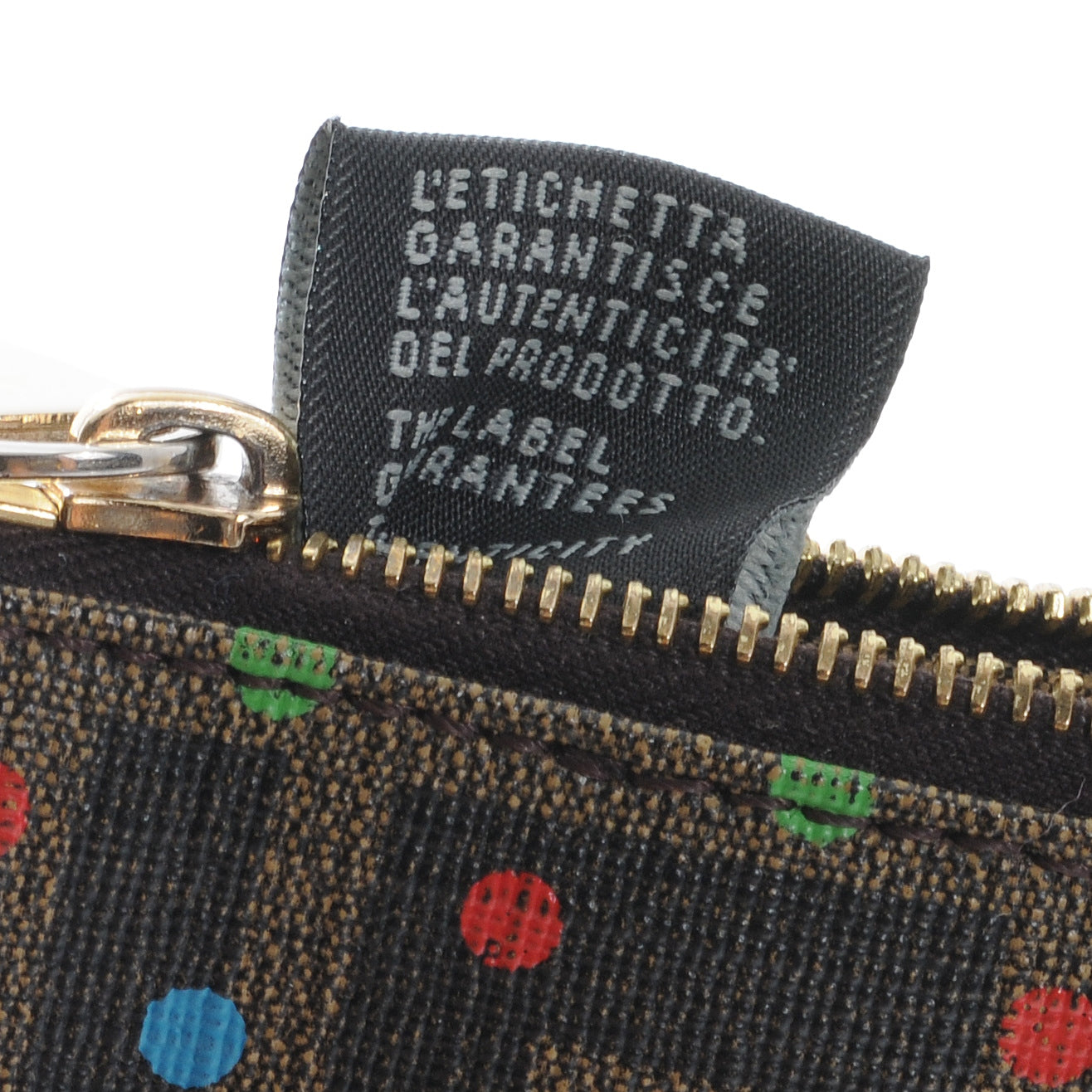 Zucca Spalmati Polka Dot Coin Pouch Key Case Tobacco Multicolor