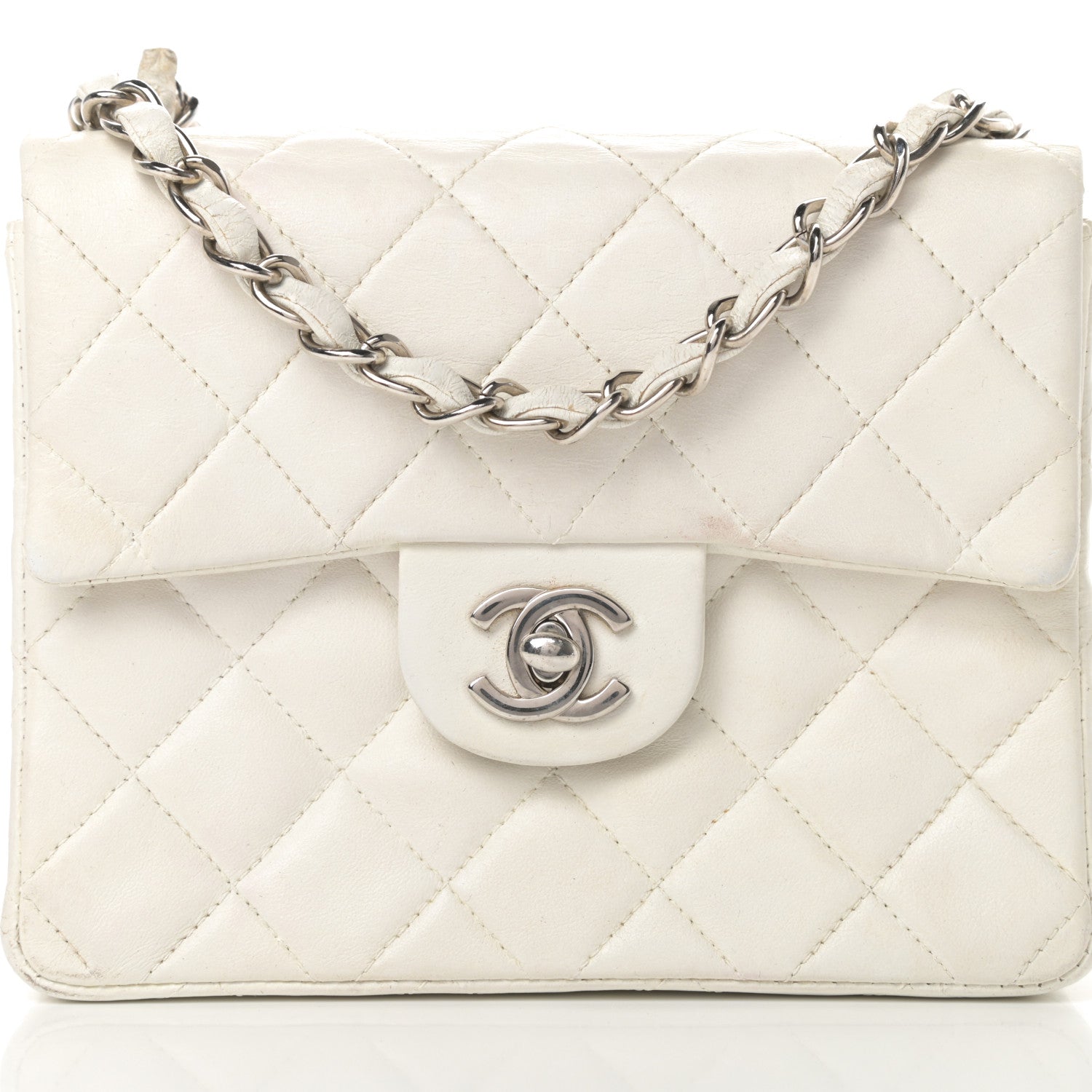 Chanel Lambskin Quilted Mini Square Flap White 8 of 16