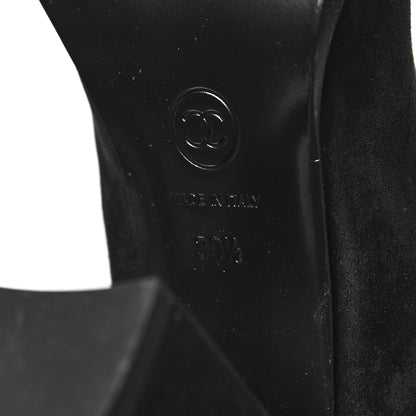 Chanel Suede Calfskin Grosgrain High Boots 39.5 Black 7 of 8