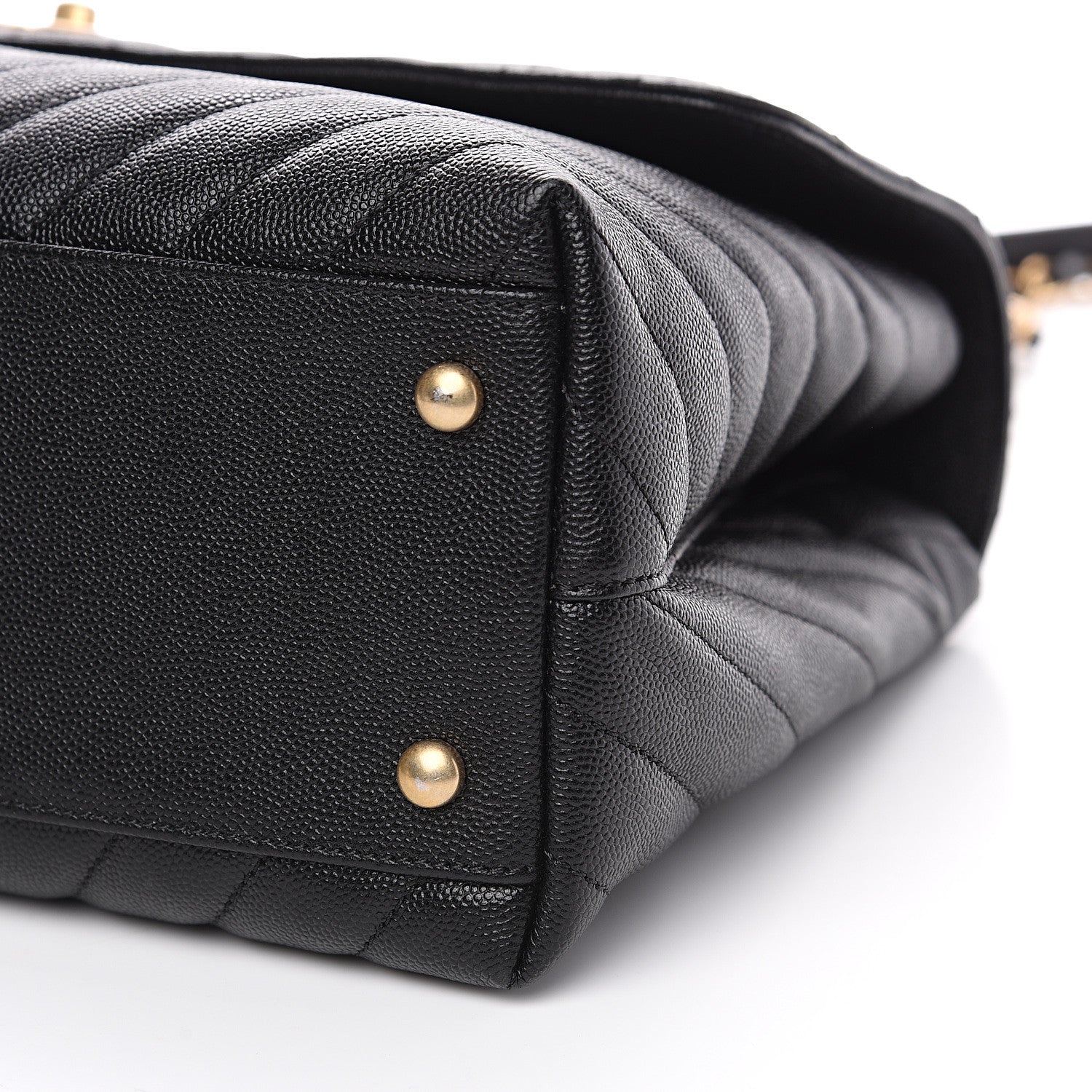 Chanel Caviar Chevron Quilted Medium Coco Handle Flap Black 9 of 9