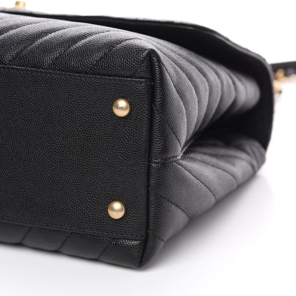 Chanel Caviar Chevron Quilted Medium Coco Handle Flap Black 9 of 9