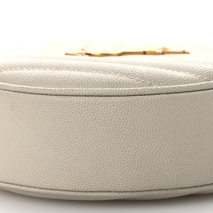 Saint Laurent Grain De Poudre Matelasse Chevron Quilted Round Vinyle Camera Bag Crema Soft 16 of 40
