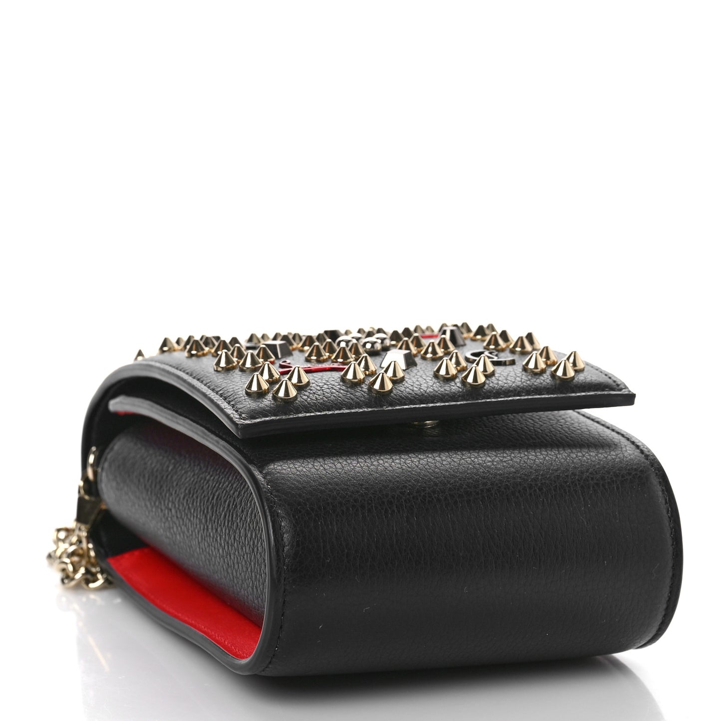 Calfskin Spikes Loubinthesky Paloma Crossbody Phone Case Black Multicolor