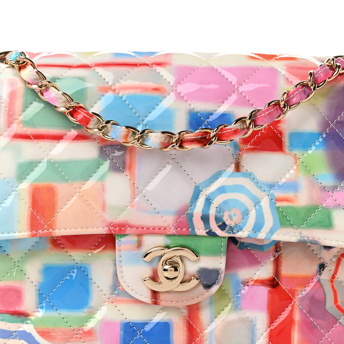 Chanel Patent Calfskin Printed Quilted Medium Double Flap Multicolor 8 of 10