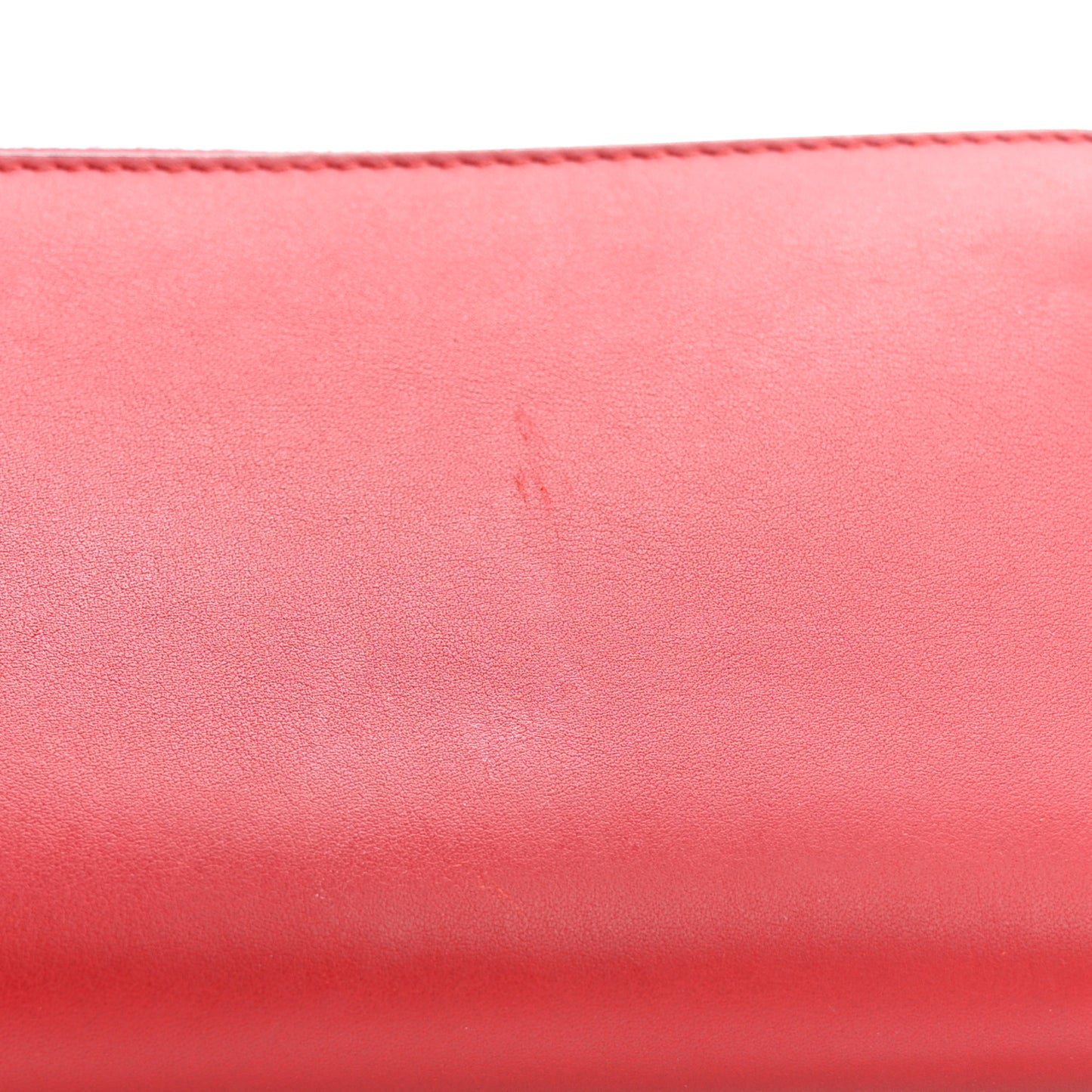 Calfskin Bamboo Round Zip Long Wallet Red