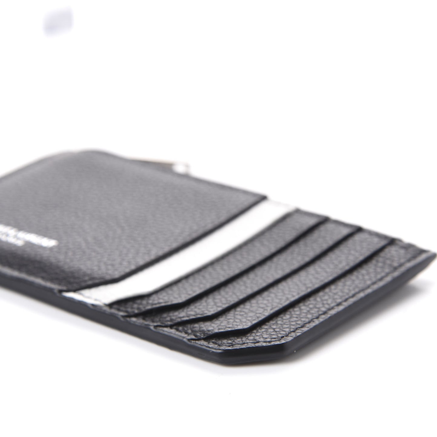 Grained Calfskin 5 Fragments Zip Pouch Card Holder Black