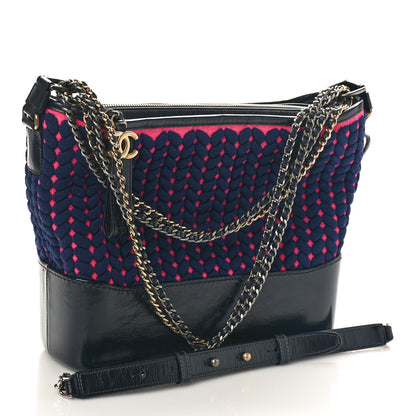 Chanel Wool Calfskin Medium Gabrielle Hobo Navy Pink Black 2 of 9
