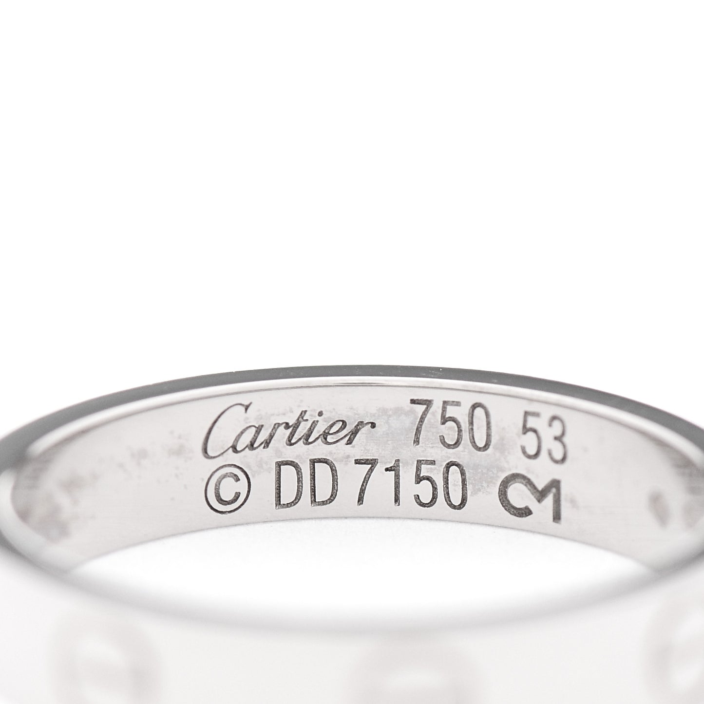 18K White Gold 3.5mm LOVE Wedding Band Ring 53 6.5