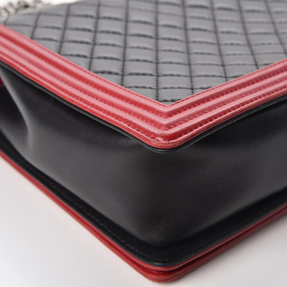 Chanel Lambskin Quilted Large Boy Flap Black Red 13 of 15