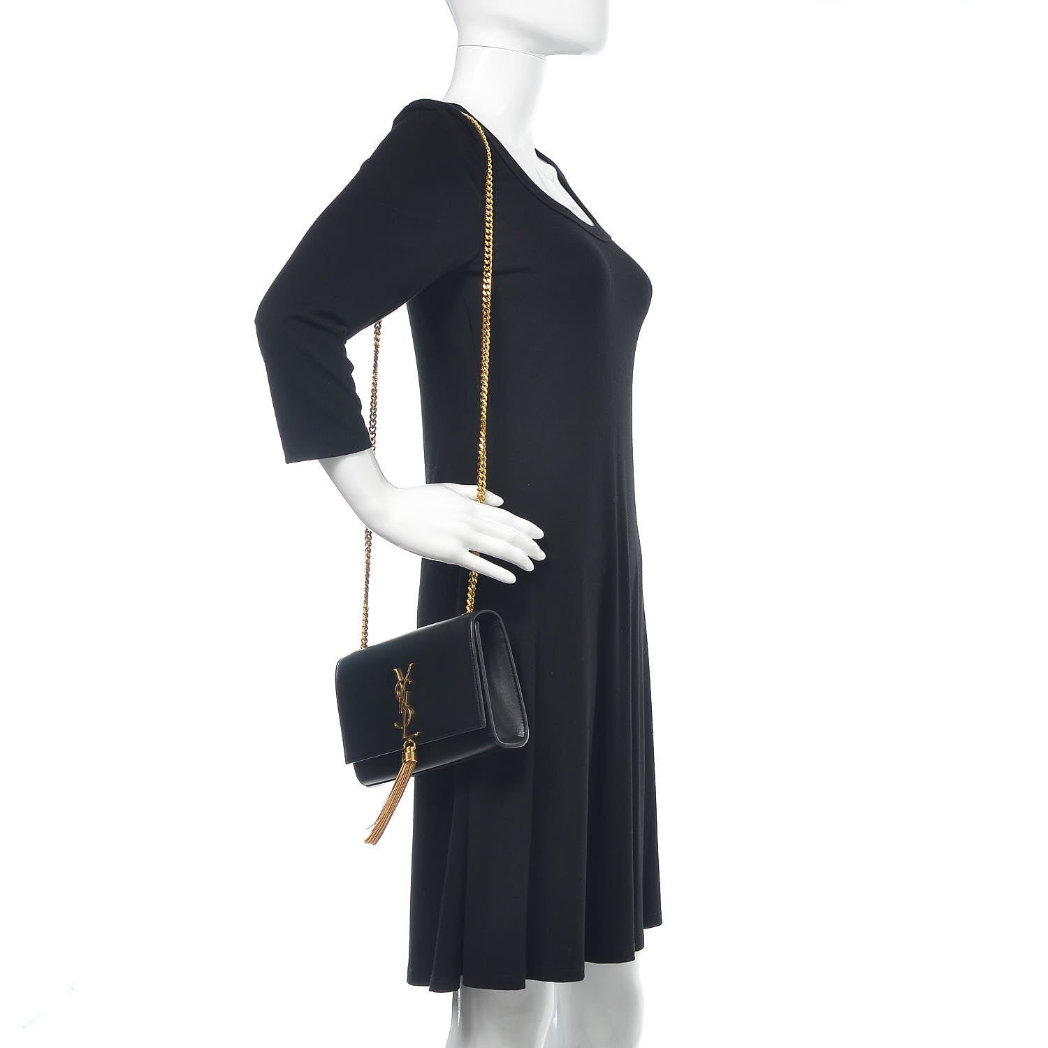 Saint Laurent Calfskin Small Classic Monogram Kate Tassel Satchel Black 2 of 8