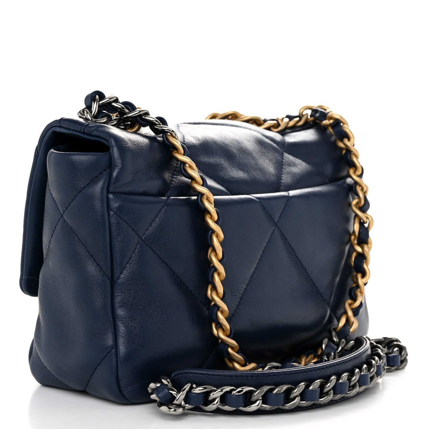 Chanel Lambskin Quilted Medium Chanel 19 Flap Navy Blue 3 of 11
