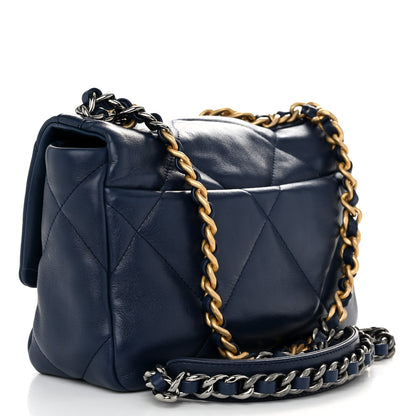 Chanel Lambskin Quilted Medium Chanel 19 Flap Navy Blue 3 of 11