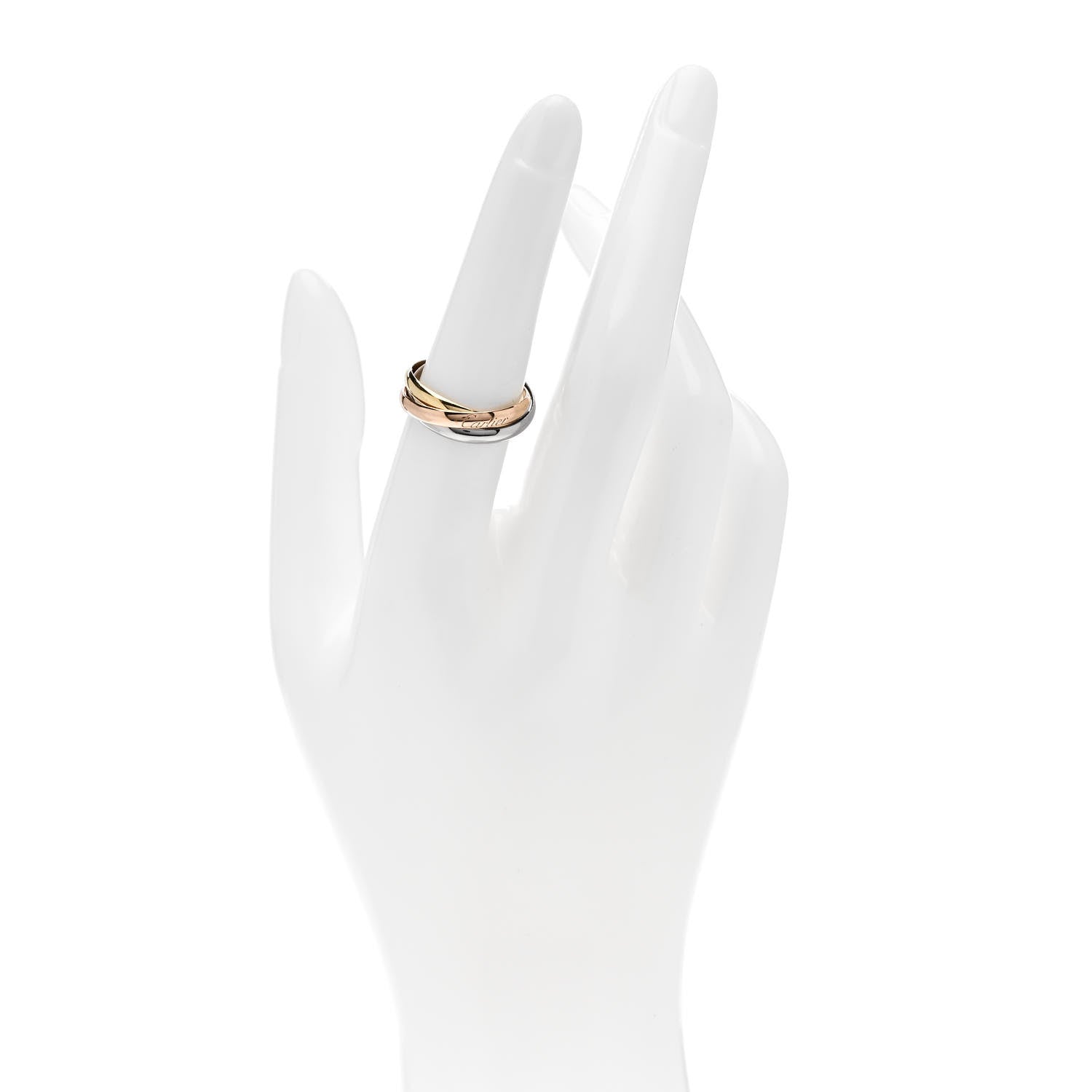 Cartier 18K Pink Yellow White Gold Small Trinity Ring 53 6.5 2 of 4