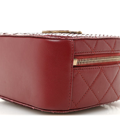 Chanel Snakeskin Calfskin Quilted Small Coco Curve Vanity Burgundy 10 of 14
