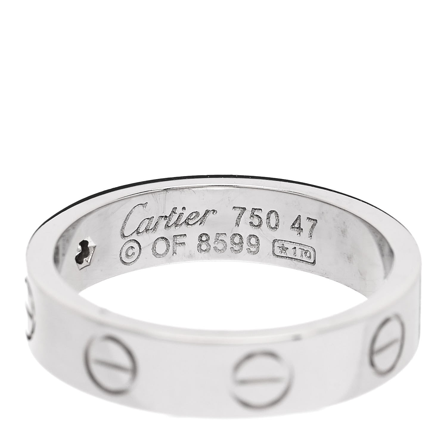 Cartier 18K White Gold Diamond 4mm LOVE Wedding Band Ring 47 4 4 of 4