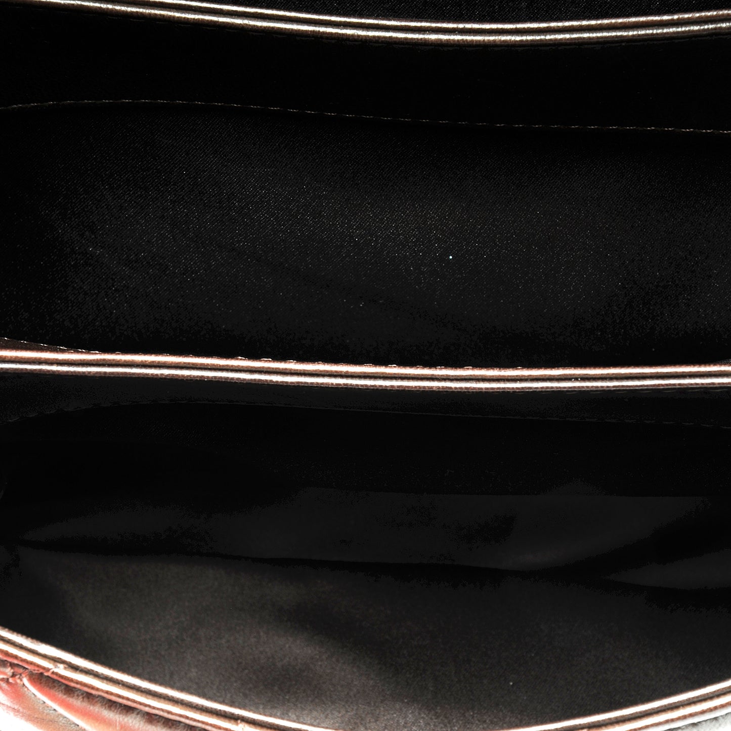 Lambskin Quilted 3 Large Flap Dark Brown