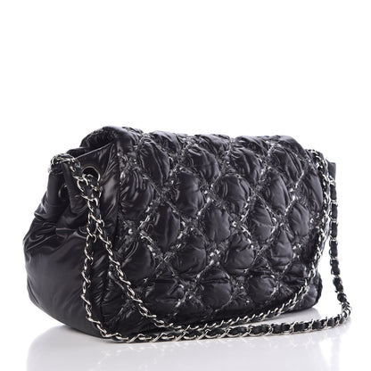 Chanel Nylon Quilted Tweed Stitch Bubble Flap Black 3 of 7