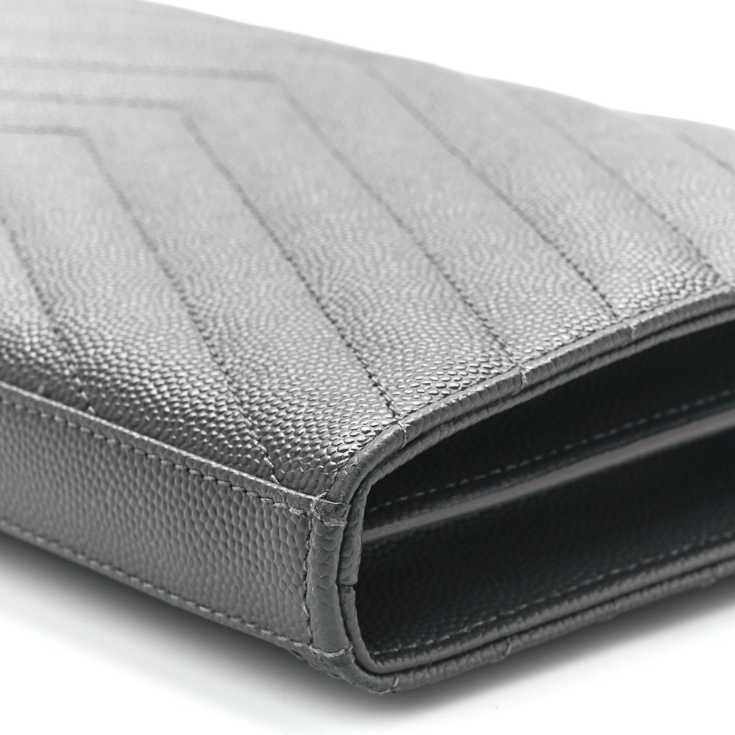Grain De Poudre Matelasse Chevron Monogram Chain Wallet Oyster Grey