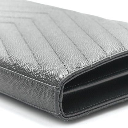 Saint Laurent Grain De Poudre Matelasse Chevron Monogram Chain Wallet Oyster Grey 10 of 11