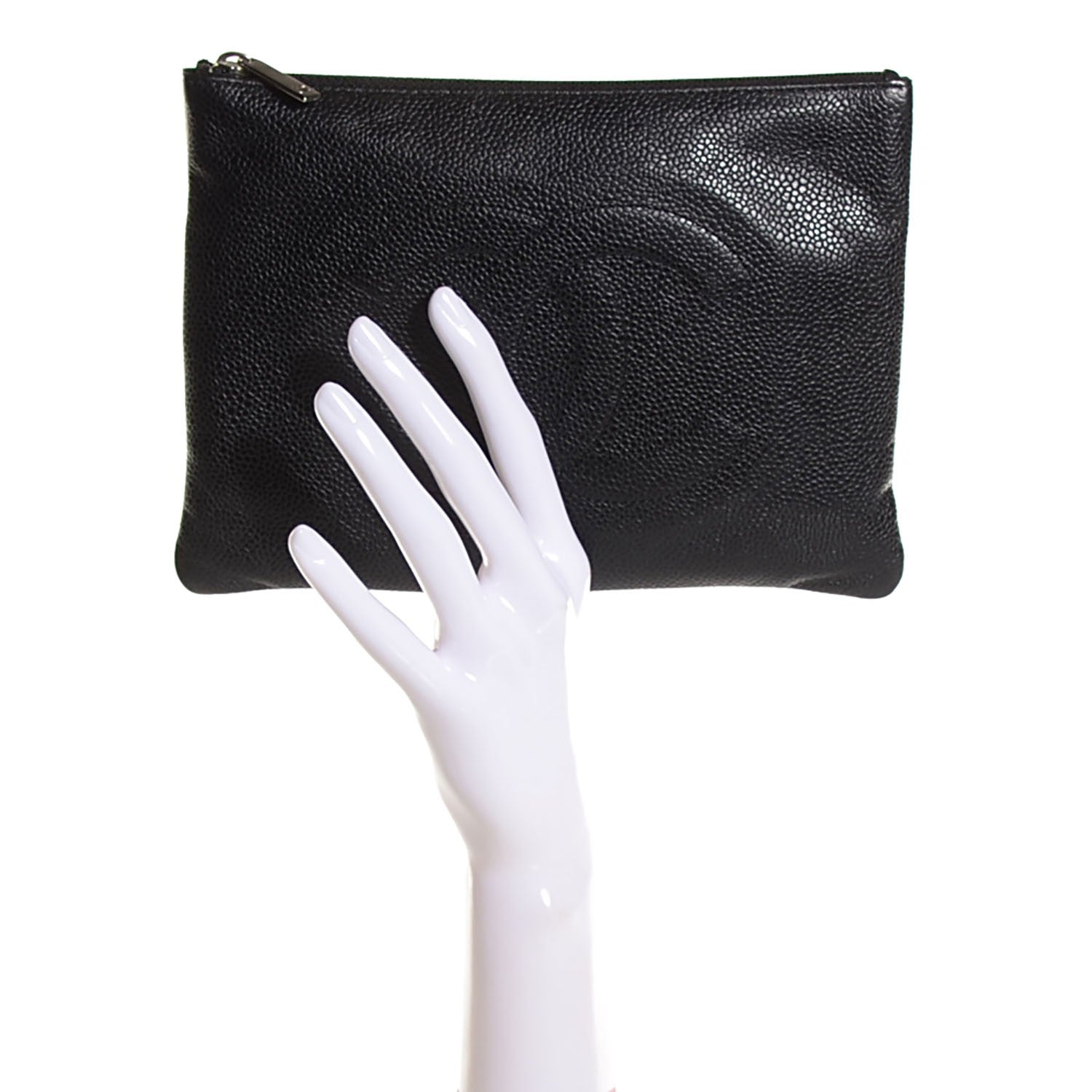 Chanel Caviar CC Flat Cosmetic Pouch Black 2 of 7