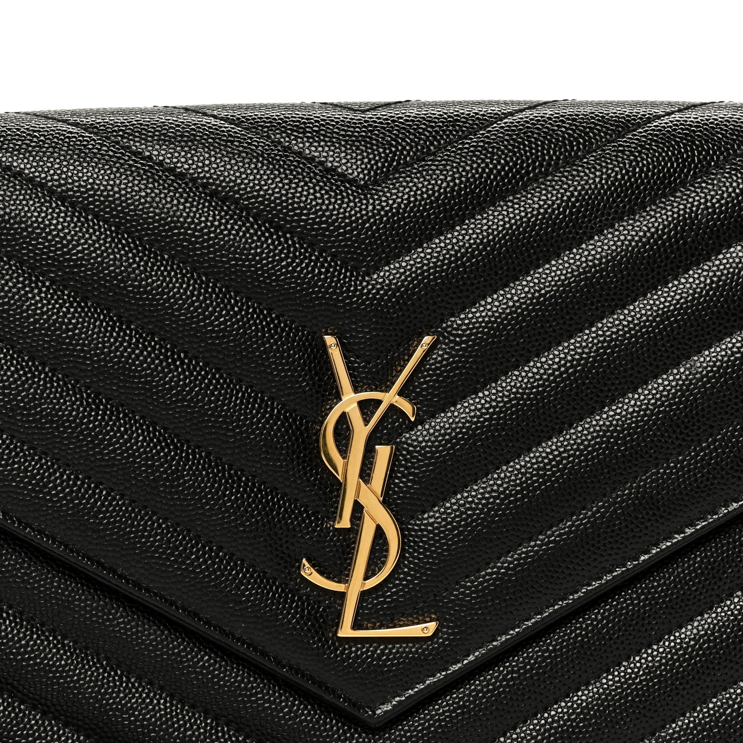 Saint Laurent Grain De Poudre Matelasse Chevron Monogram Envelope Clutch Black 8 of 9