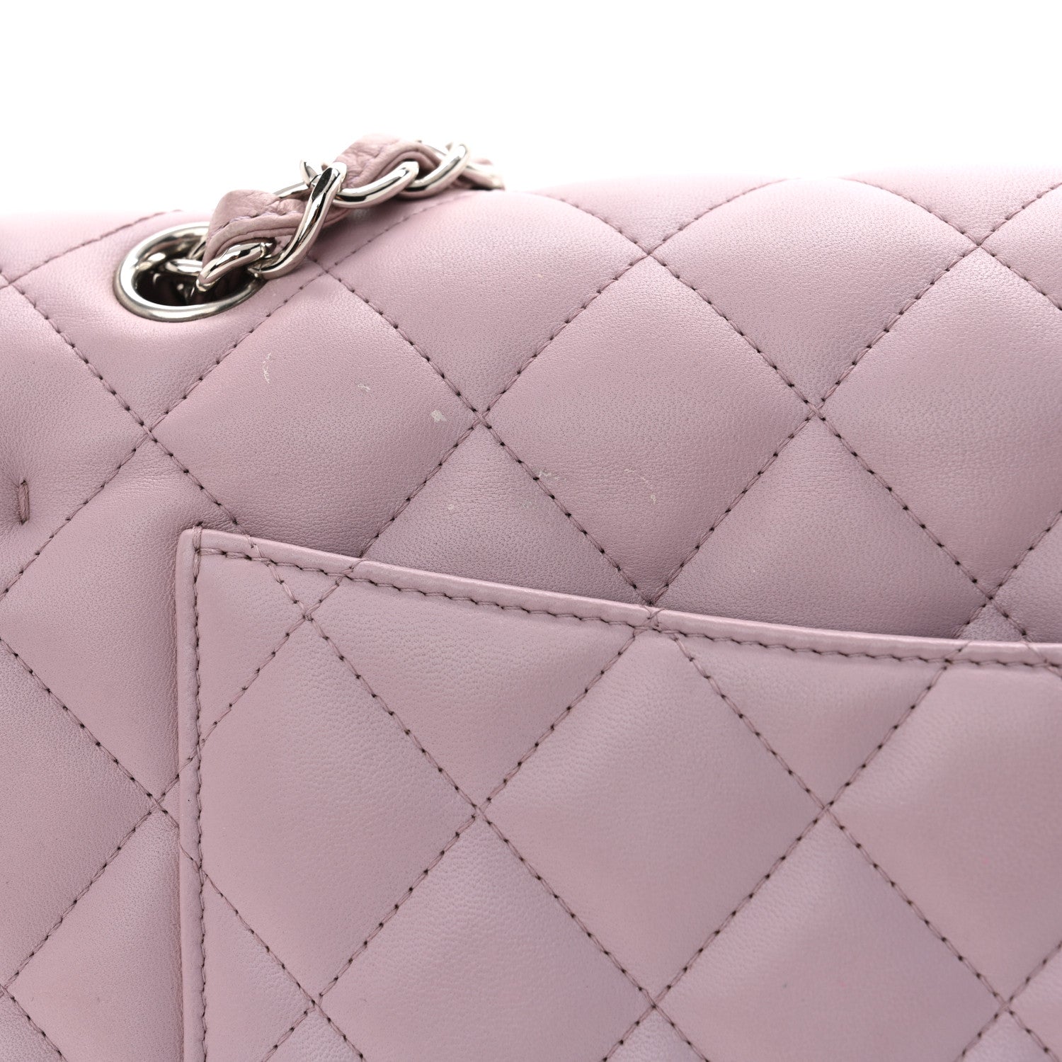 Chanel Lambskin Quilted Jumbo Double Flap Light Purple 12 of 15