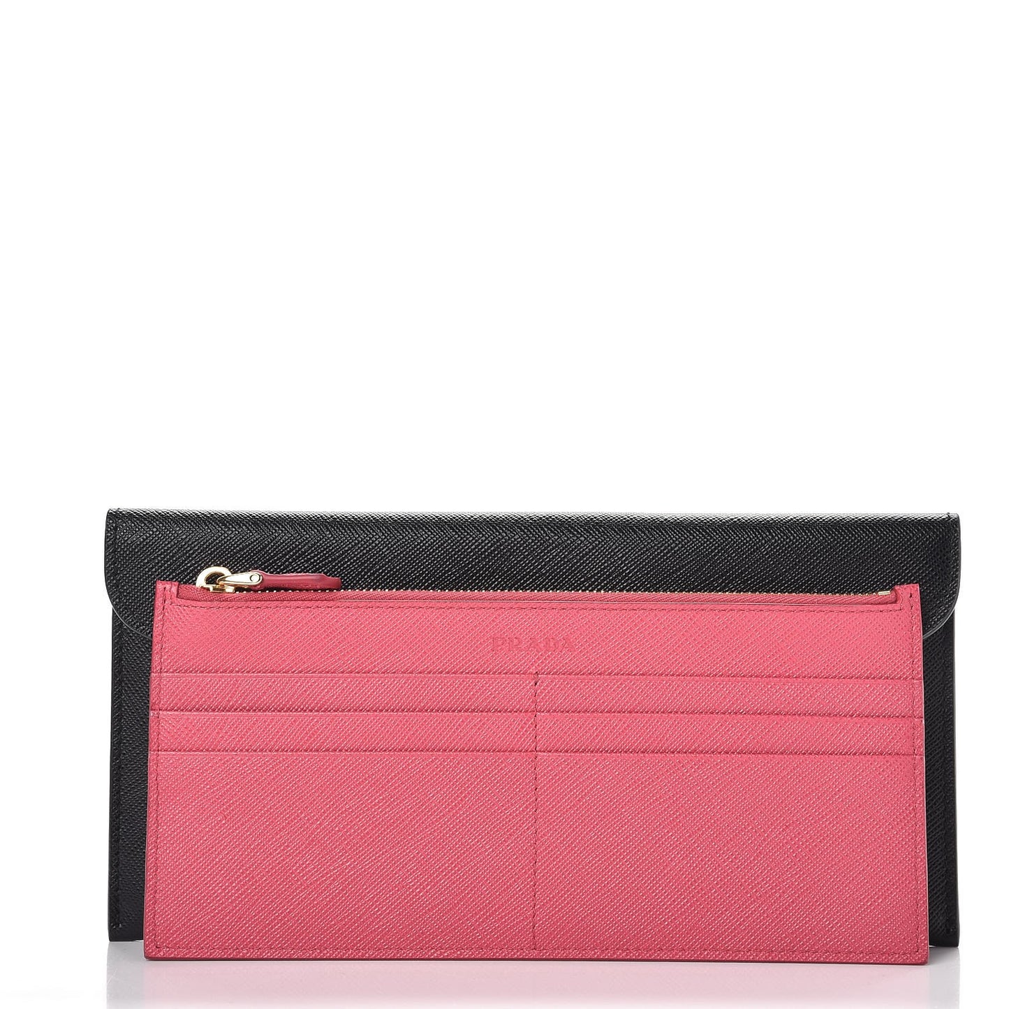 Saffiano Bi-Color Envelope Wallet Black Peonia