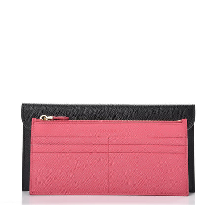 Prada Saffiano Bi-Color Envelope Wallet Black Peonia 5 of 9
