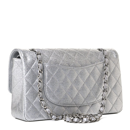 Chanel Glittered Metallic Caviar Quilted Medium Double Flap Silver 3 of 13