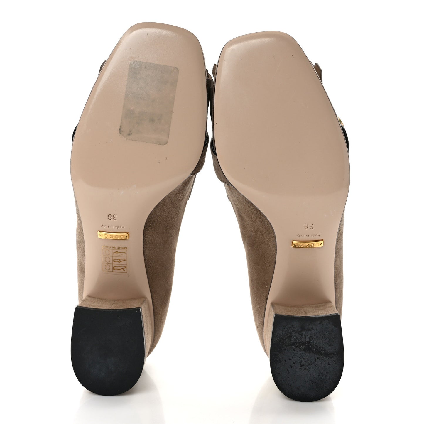 Kid Scamosciato GG Marmont Fringe 50mm Loafer Pumps 38 Taupe
