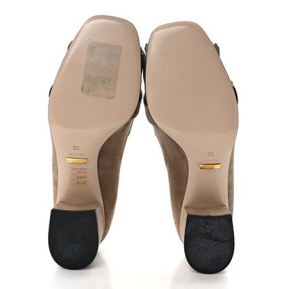 Gucci Kid Scamosciato GG Marmont Fringe 50mm Loafer Pumps 38 Taupe 5 of 9