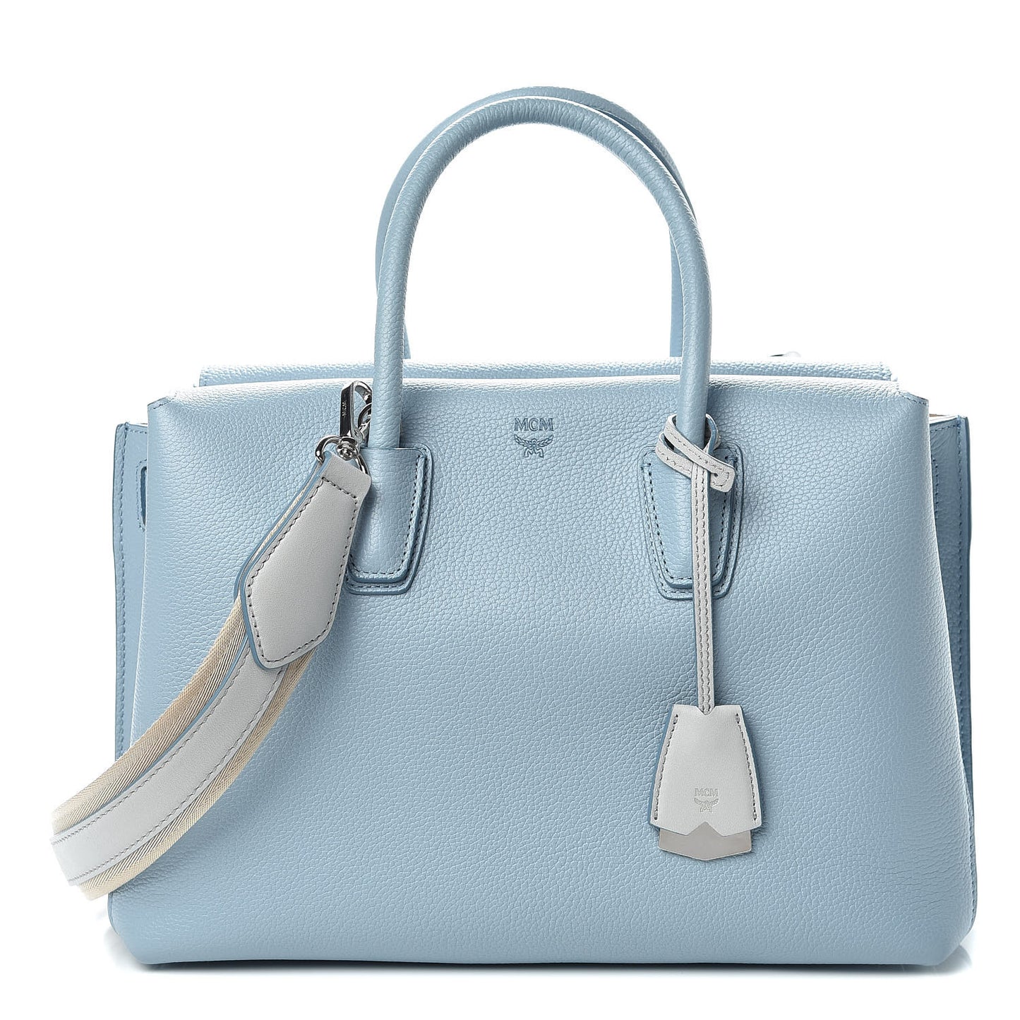 Grained Calfskin Medium Milla Tote Sky Blue